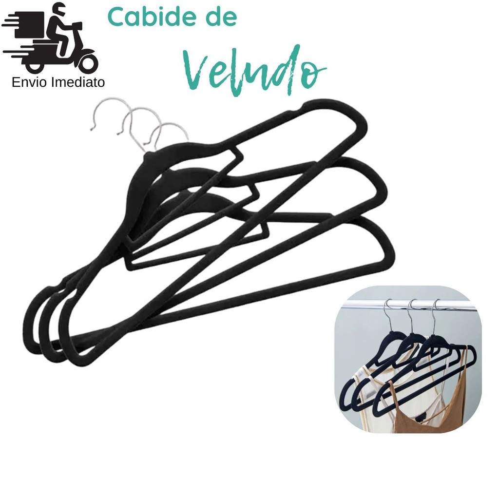 Kit Cabides Veludo Para Roupas Adulto 3 Unidades Slim Ultra Fino Resistente