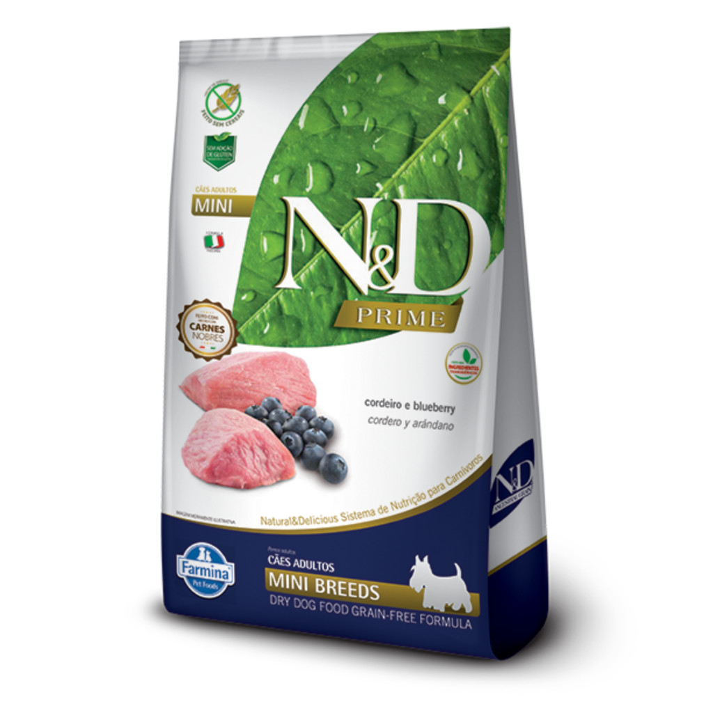 Ração N&D Prime para cachorros adultos mini breeds cordeiro e blueberry 800gr em Oferta na Shopee