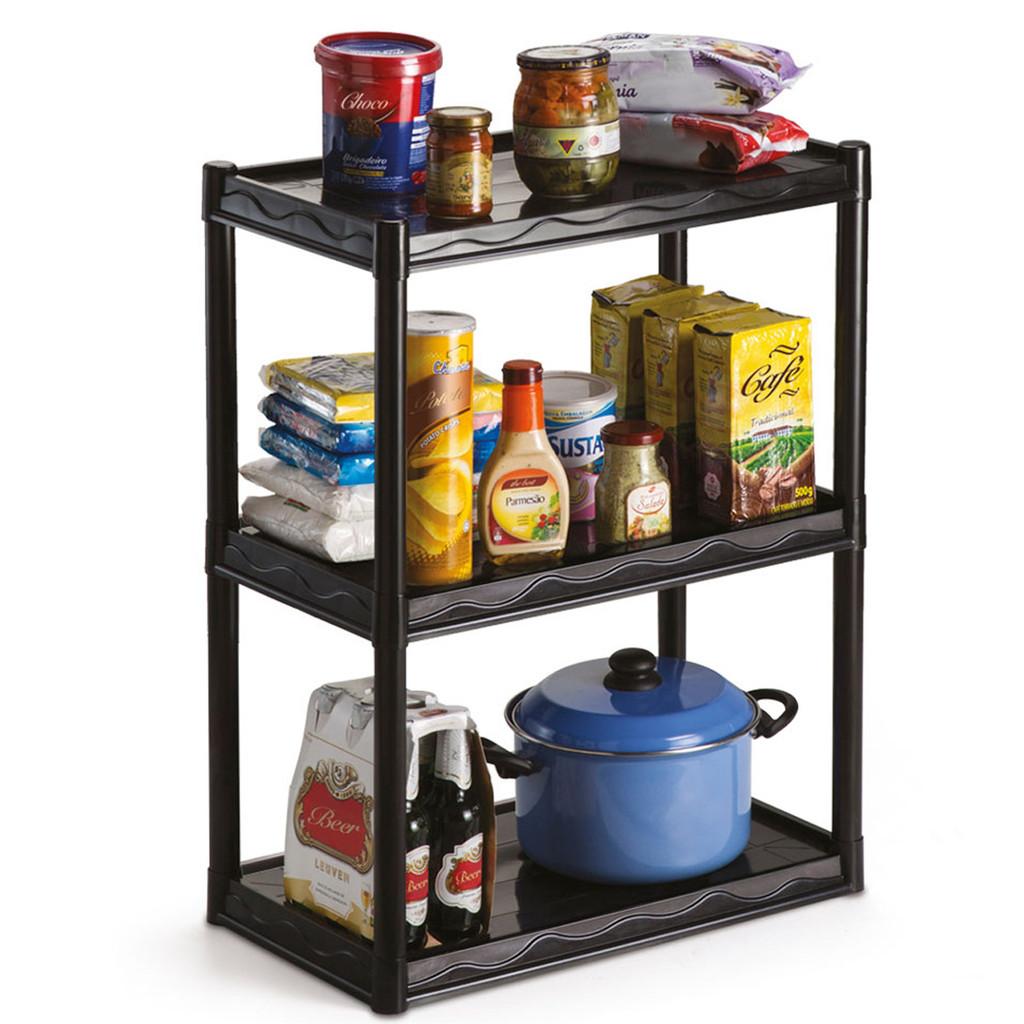Estante Prateleira Modular 3 Andar Organizadora Livros Cozinha Quarto Lavanderia Reforçada Dasplast em Oferta na Shopee