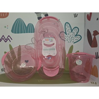 KIt Banheira De Bebê Adoleta Com Balde e Bacia Rosa Translúcido em Oferta na Shopee