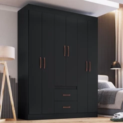 Guarda-Roupa Multimóveis 6 Portas 2 Gavetas com Prateleiras e Cabideiro CR35111