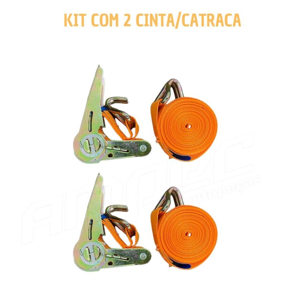 Kit 2 Cinta Catraca Amarração 800kg Caminhão Carretinha Moto JetSki — imagem 2 de 2