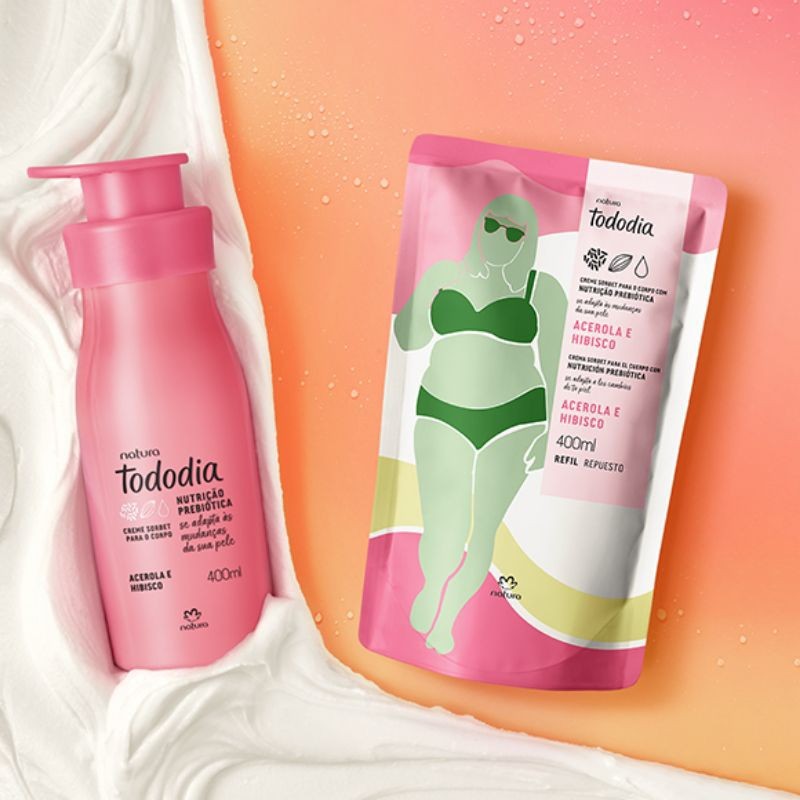 Conjunto Sorbet Desodorante Nutritivo Para o Corpo Tododia Acerola e Hibisco com Refil