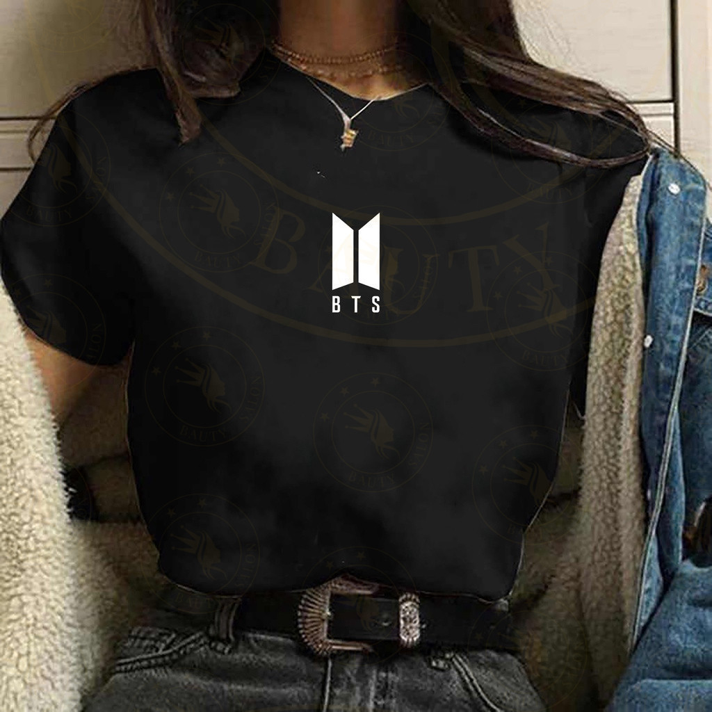 Camiseta Unissex Oversized Plus Size Feminina Masculina Kpop BTS Preta Streetwear Algodão Camisetão