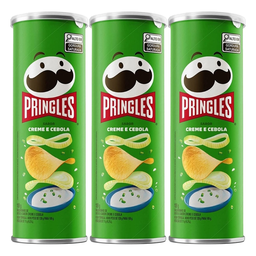 Kit 3 und Batata Pringles Creme e Cebola 109g