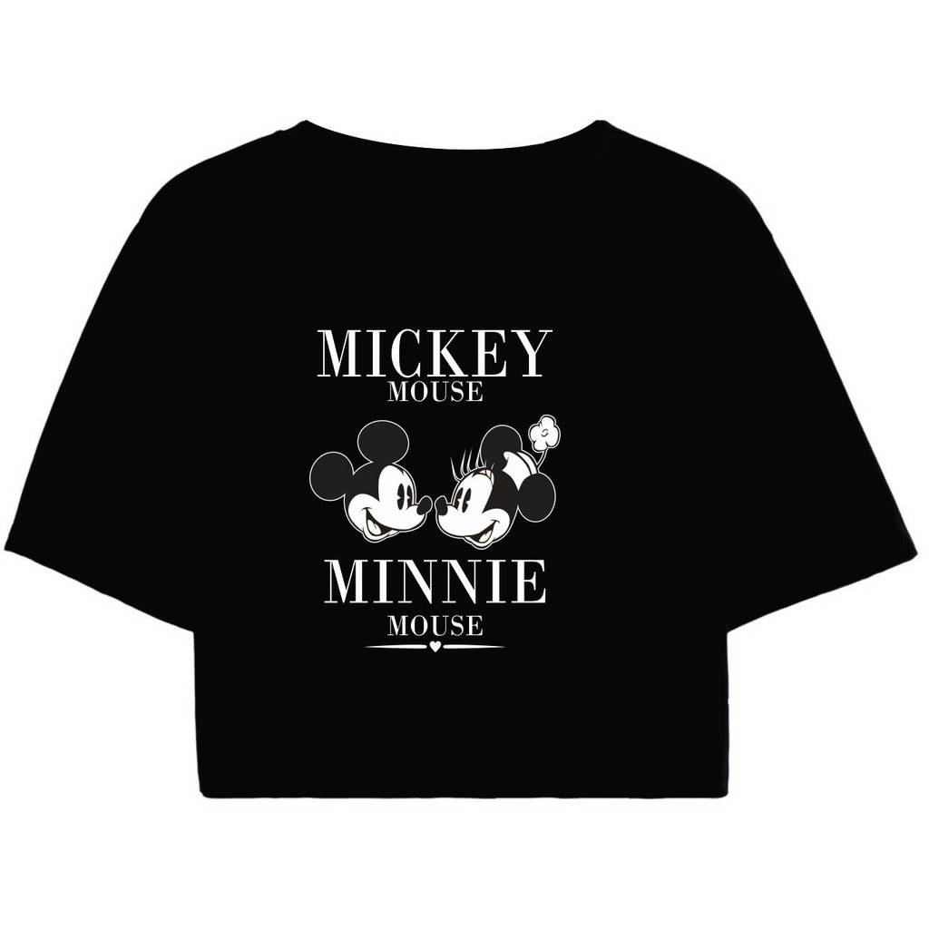 Cropped Feminino Preto Tumblr blogueira MICKEY MOUSE e  MINNIE MOUSE feminina manga curta em Oferta na Shopee