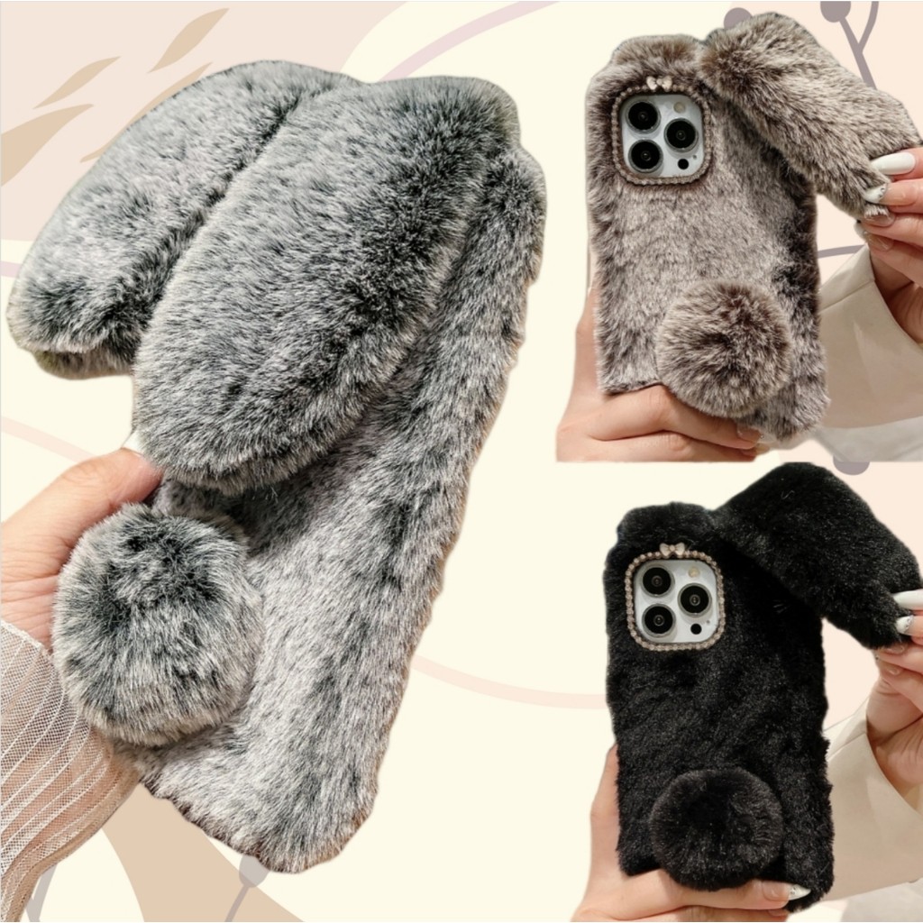 Para Samsung A03S A13 A23 A33 A53 A73 A02 A12 A22 A32 A42 A52S A72 Capa De Telefone De Coelho De Pelúcia + Moldura De St