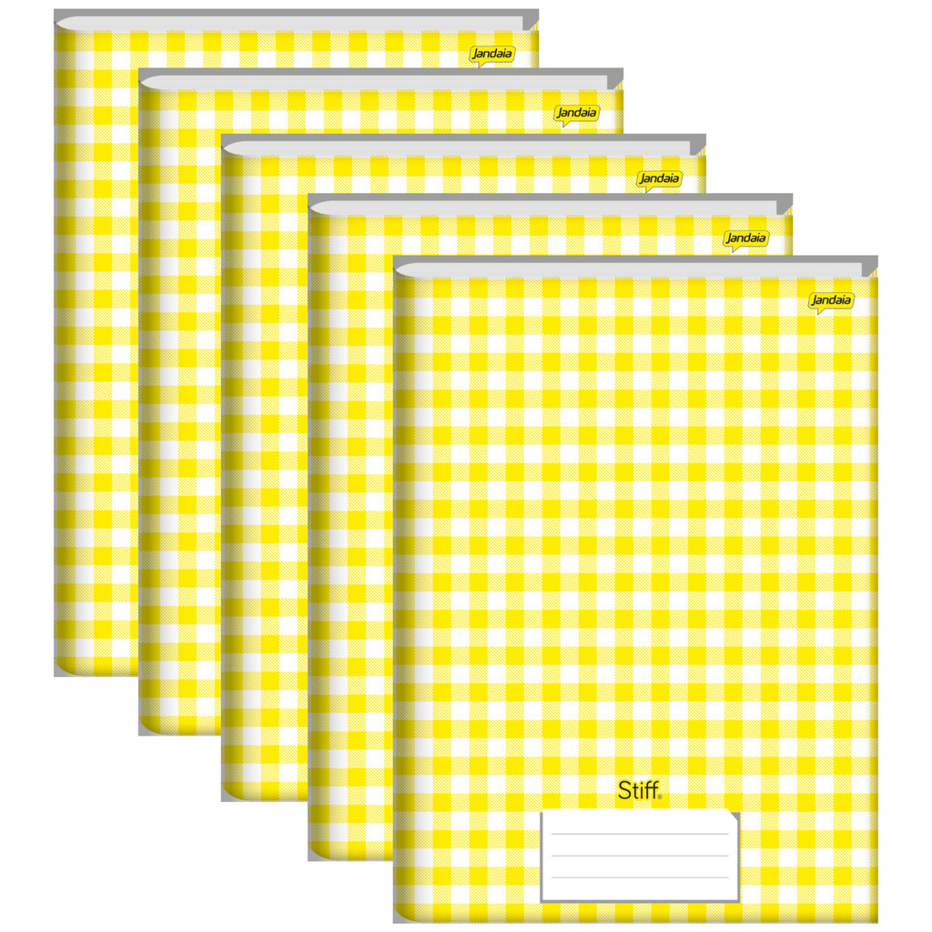 Caderno Brochura Universitário Capa Dura 96 Folhas Xadrez Amarelo Stiff - Pacote Com 5 Unidades em Oferta na Shopee
