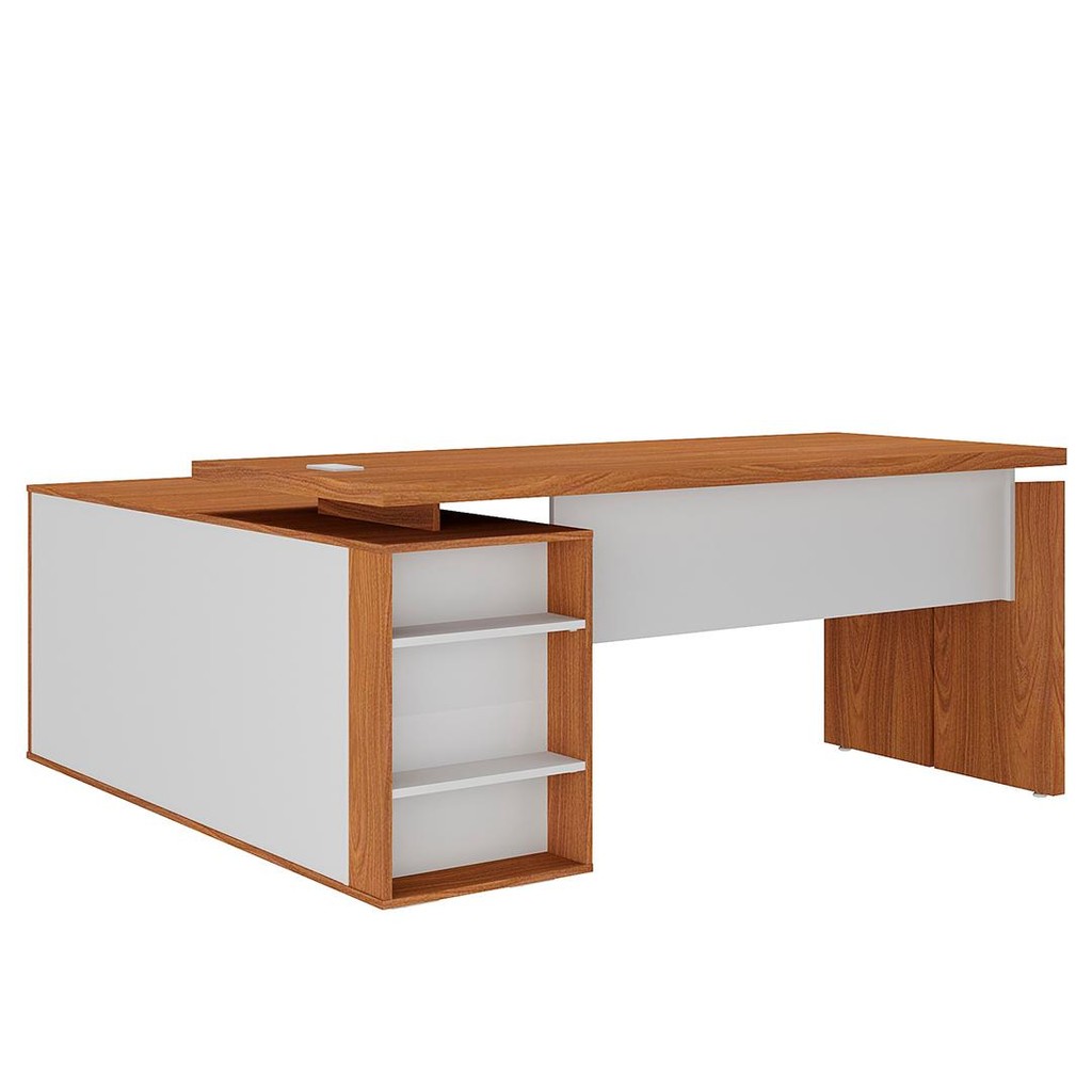 Mesa Escritório em L Gerência 170cm Corp A06 Freijó/Branco   - Mpozenato em Oferta na Shopee