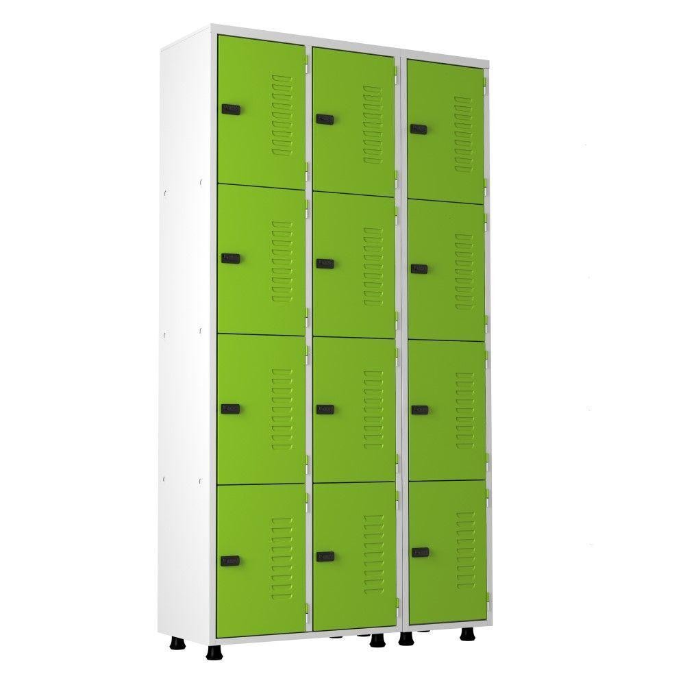 Armário Aço 12 Portas Academia Guarda Volume Trinco Verde