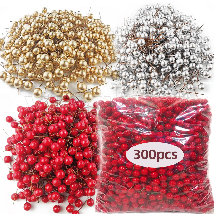 300 Peças Mini 12mm Frutas Artificiais Vermelho Falso Baga Cereja Estame Para O Natal DIY Guirlanda Floral Ornamento Cai em Oferta na Shopee
