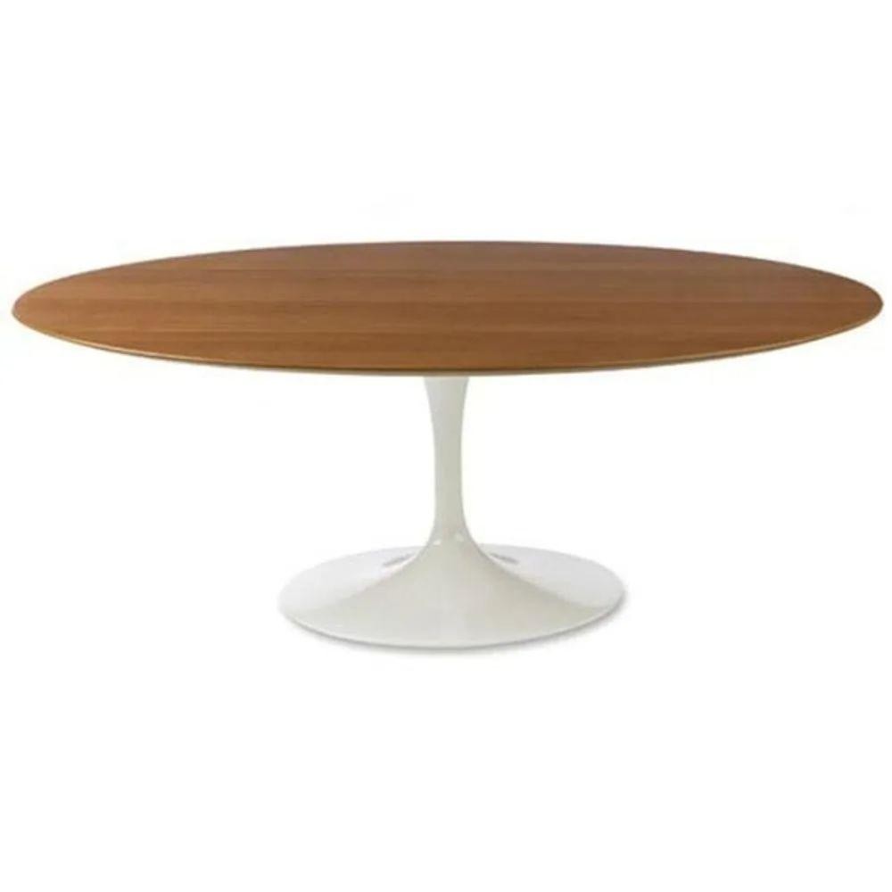 Mesa De Jantar Tulipa Saarinen Oval 160x90 Cm Tampo Freijó Cores Branco - Home & Living