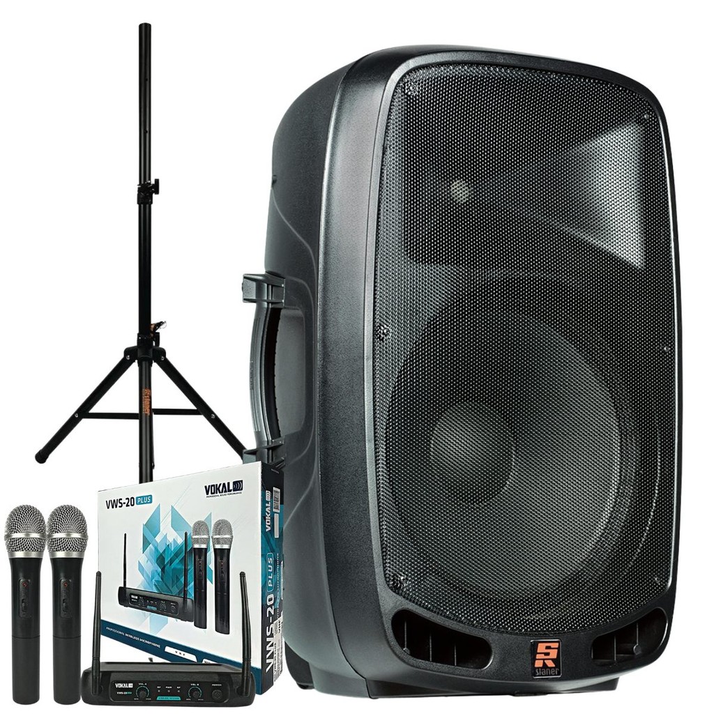 Kit Caixa De Som Amplificada Ps1501 Bluetooth + Microfone Sem Fio Vokal Vws20 em Oferta na Shopee