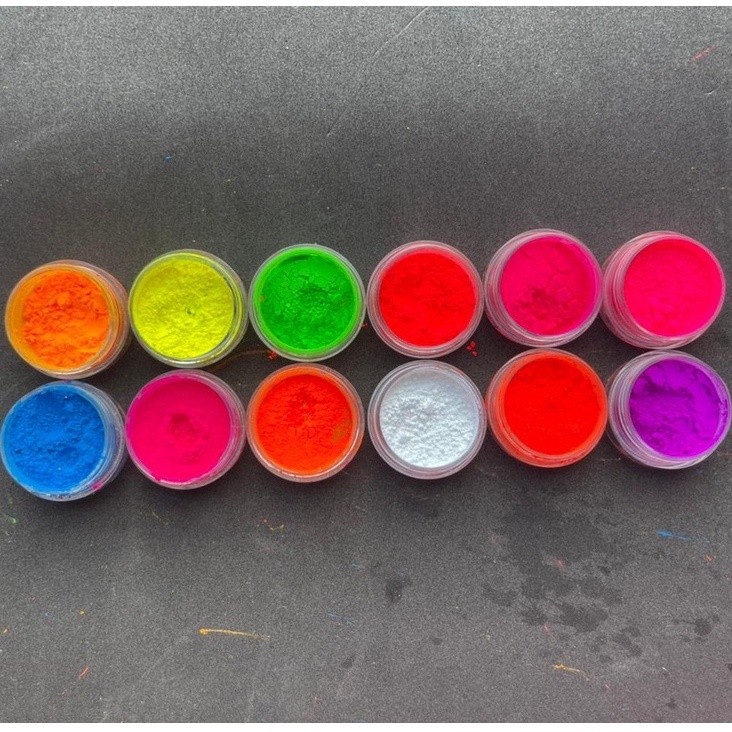 Caixa 12 Potinhos de Pó Neon para Nail Arte em Oferta na Shopee