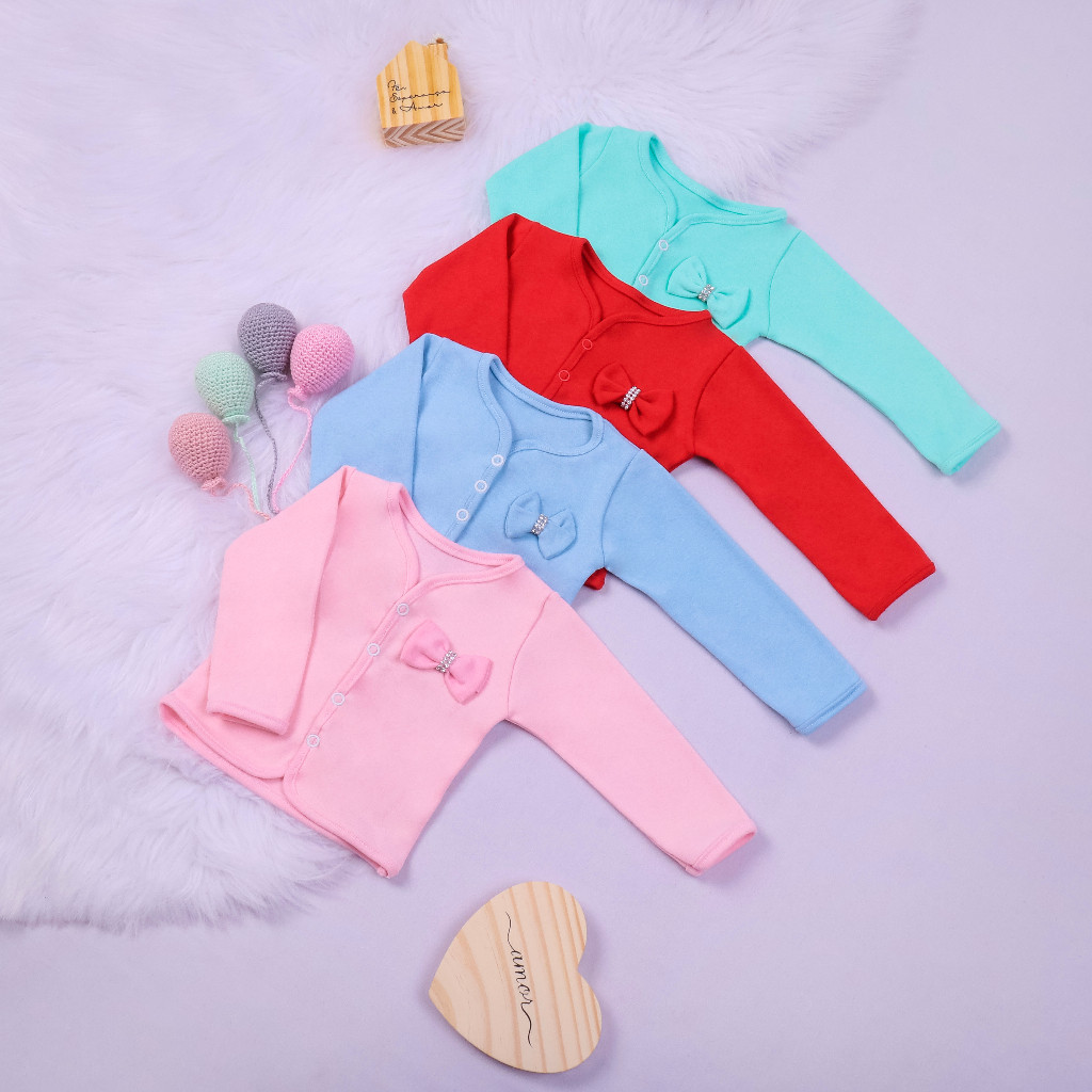 Casaquinho de Botões Bebê Menina com Laço Básico em Oferta na Shopee