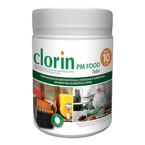 Clorin PM Food Tabs higienização alimentos 50 Pastilhas 10 L