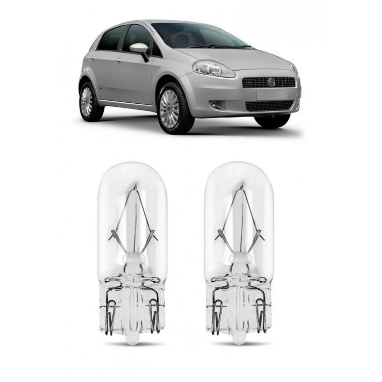 Par Lampada Pingo T10 Punto Farol Teto Placa 5w