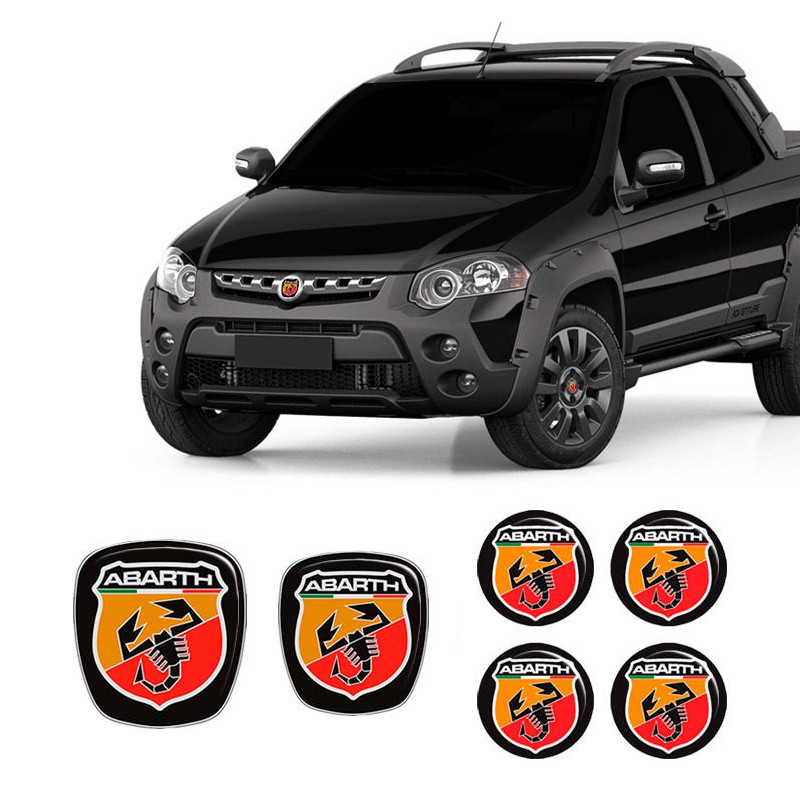 Kit 6 Adesivos Emblemas Abarth Fiat Strada 2006 Ate 2020