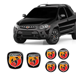 Kit 6 Adesivos Emblemas Abarth Fiat Strada 2006 Ate 2020