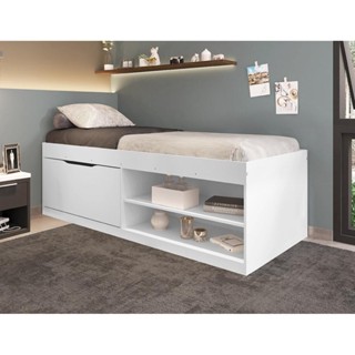 Cama com Sapateira Solteiro Vanessa 0,88 Branco - Framar Móveis em Oferta na Shopee