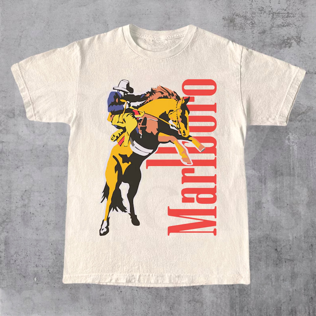 Camiseta T-shirt Unissex Algodão Cowboy Cavalo "Marlb0Ro" Rodeo Country