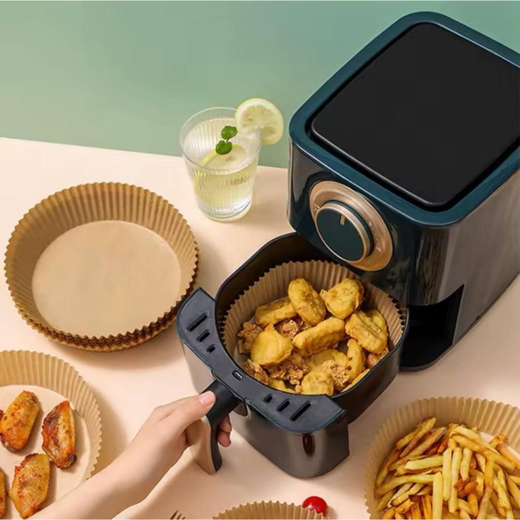 Kit 50 formas de papel descartáveis Air Fryer: ideal p/ assar sem sujeira e sem precisar untar