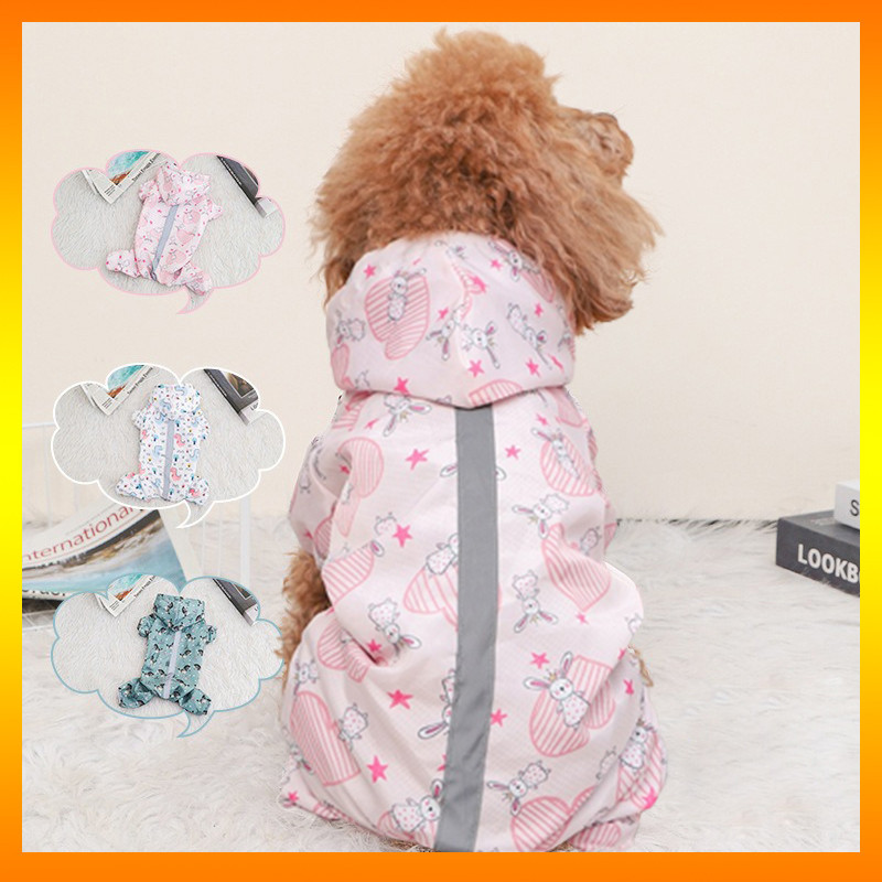 Capa de Chuva para Cães com Capuz - Casaco Impermeável Refletivo para Cães Pequenos e Médios com Estampas Fofas
