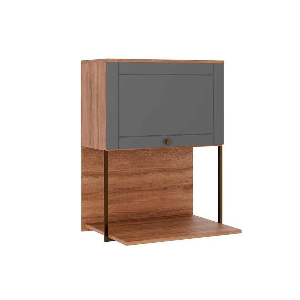 Armário Aéreo p/ Cozinha Bella 2605 c/ 1 Porta 60cm Nogal/Cinza - Carraro em Oferta na Shopee