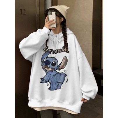 Moletom Blusa Canguru Com Capuz Unissex Desenho Lilo And Stitch  Cartoon Promoção Envio Rápido