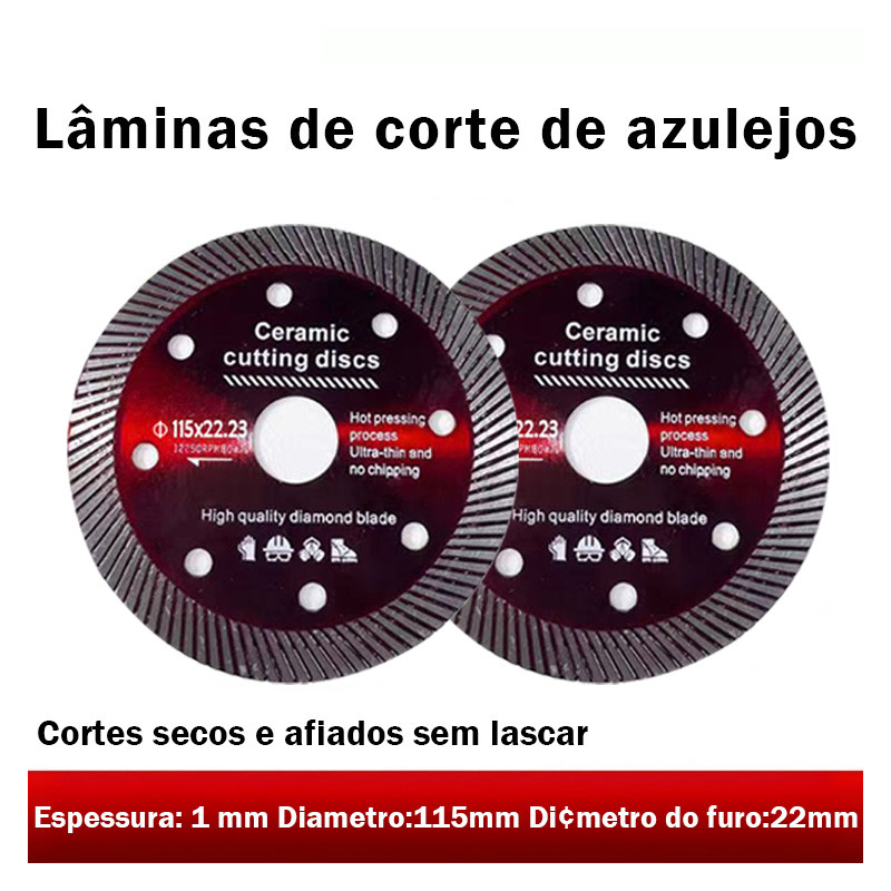 Kit1/2/3 Disco de Corte Diamantado Porcelanato 115 mm x 222 mm - 1mm  A melhor qualidade Super Fino Diamantado