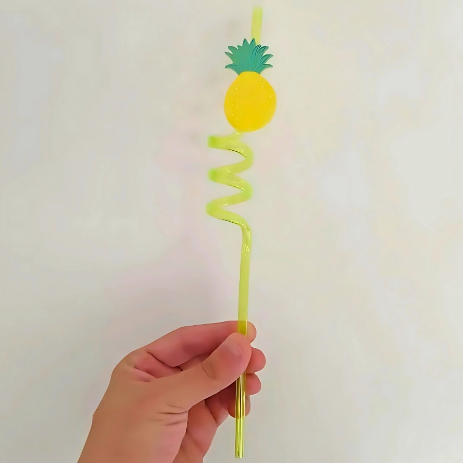 Detalhes do Canudo Espiral Rigido Colorido - Frutas - 27cm - 4 unidades - Rizzo
