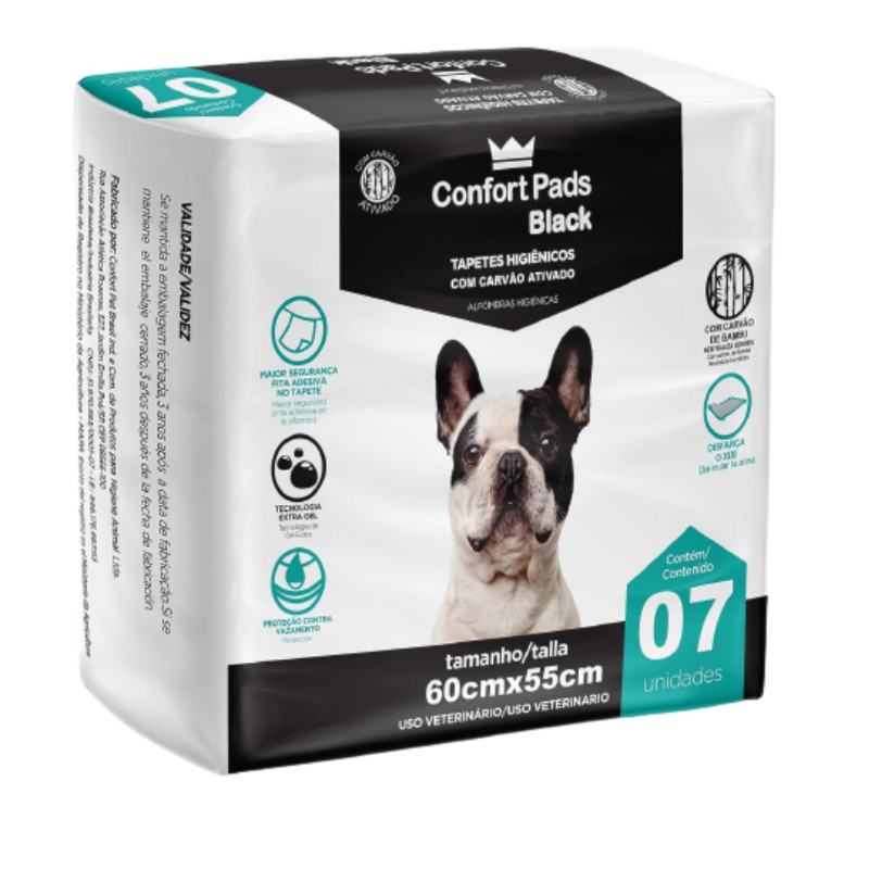 Tapete Higiênico para Cães Confort Pads Black 55x60 07uni - Pets