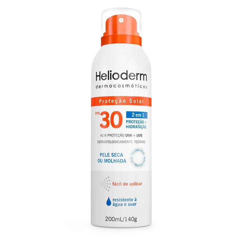 Protetor Solar Corporal Helioderm Aerosol 2 em 1 Proteção + Hidratação FPS30 200ml em Oferta na Shopee
