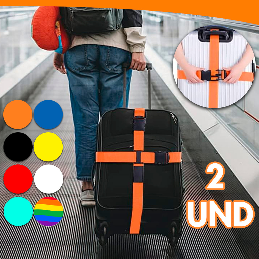 Kit Com 2 Cintas Para Mala De Viagem Fivela Proteção Bagagem Segurança Anti Furto