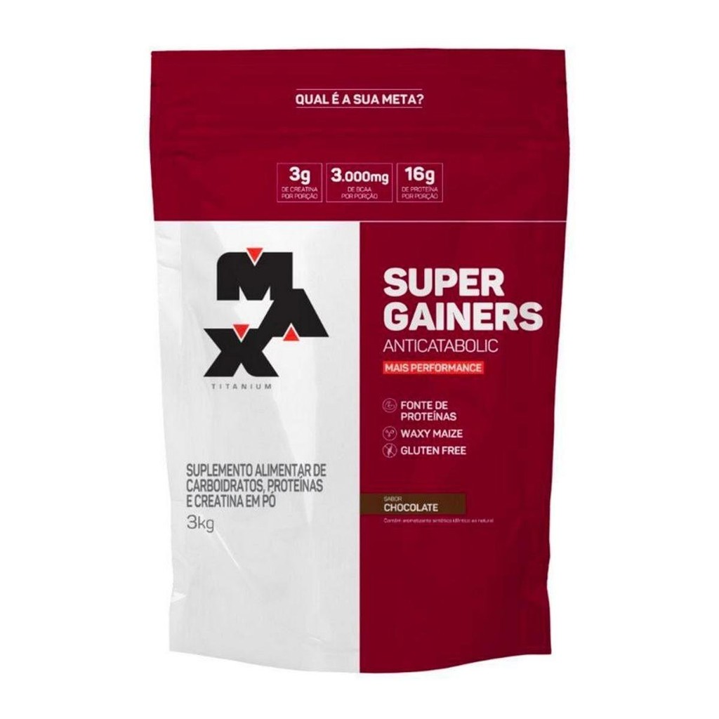 Super Gainers Anticatabolic - Hipercalórico Max - 3kg - Max Titanium