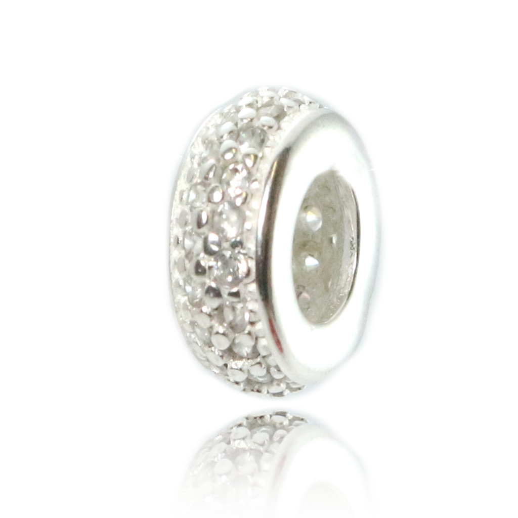 Berloque De Prata 925 P/ Pulseira Separador Zirconia Branca em Oferta na Shopee