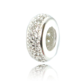 Berloque De Prata 925 P/ Pulseira Separador Zirconia Branca em Oferta na Shopee