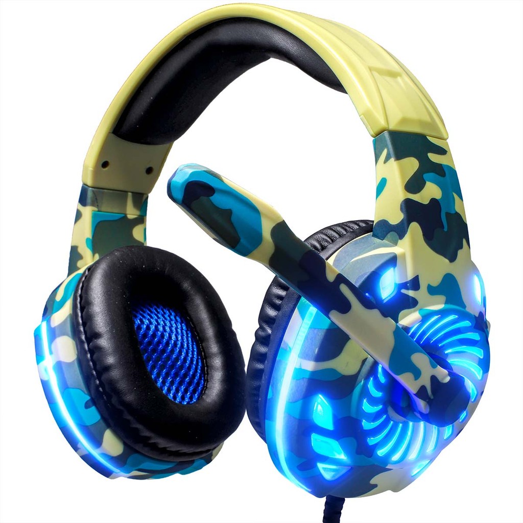 Fone Headset Gamer Camuflado Flexível P2 Usb 7.1 Led Microfone HD PC Ps4 Xbox One Celular