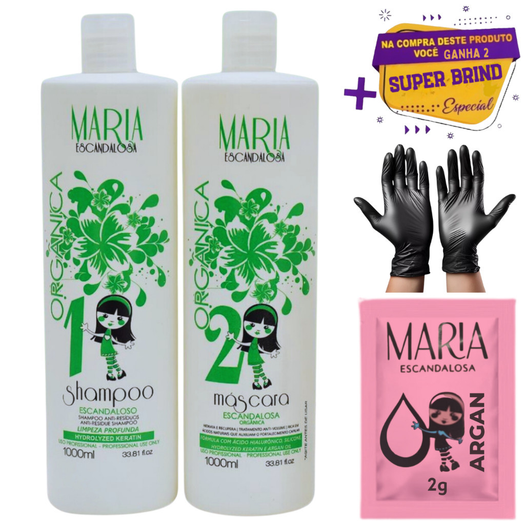 Escova Progressiva Orgânico 2x1l Maria  Escandalosa .