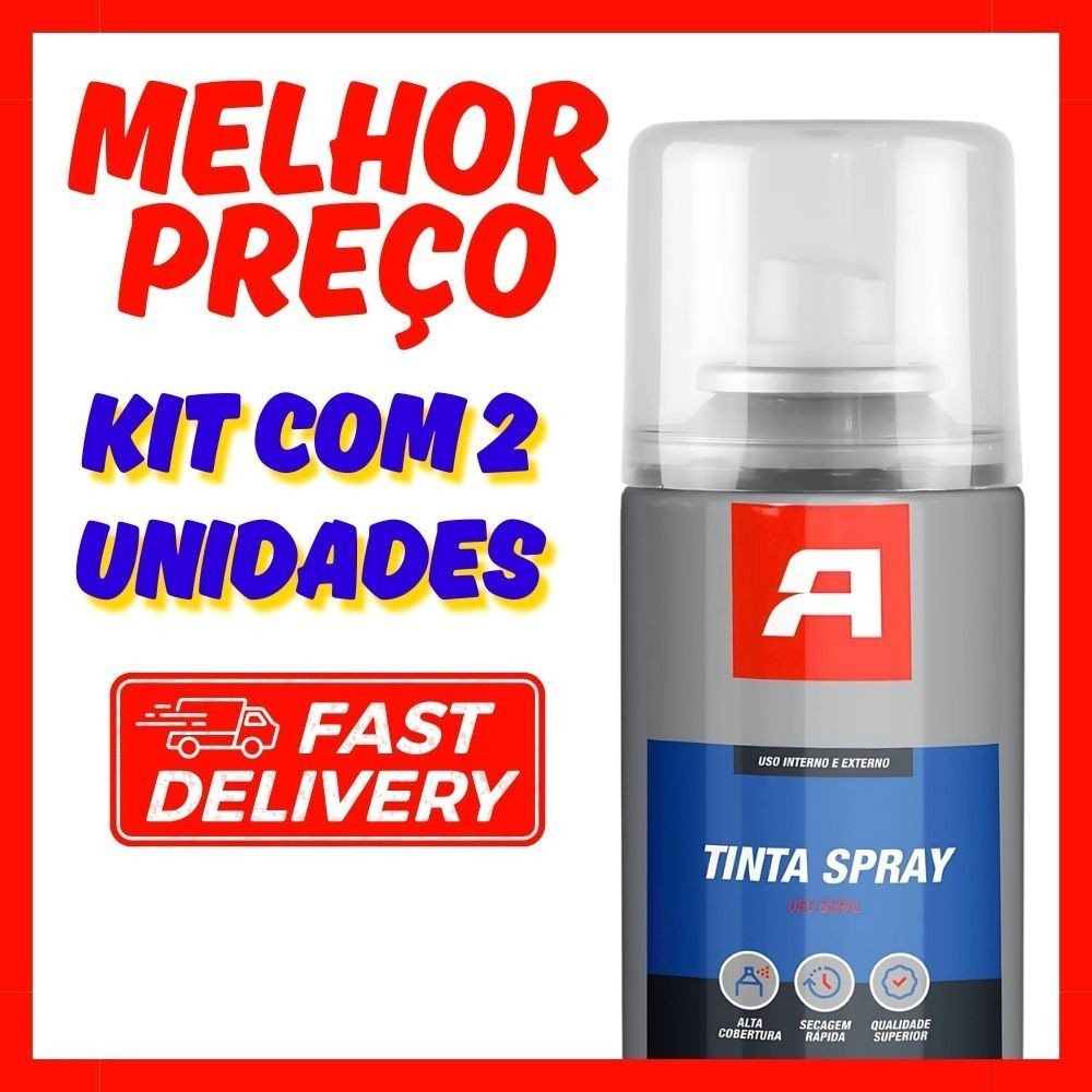 Kit 2 Tinta Spray Uso Geral 400ml - Preto Brilhante Fast Delivery Imperdível