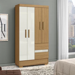 Guarda Roupa Solteiro 4 Portas 2 Gavetas com Pés Coimbra Aramóveis