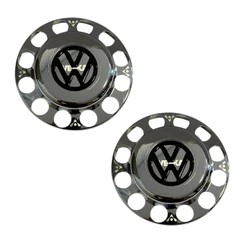 Par Sobre Tampa Cromada Cubo Tração VW Delivery Com Emblema