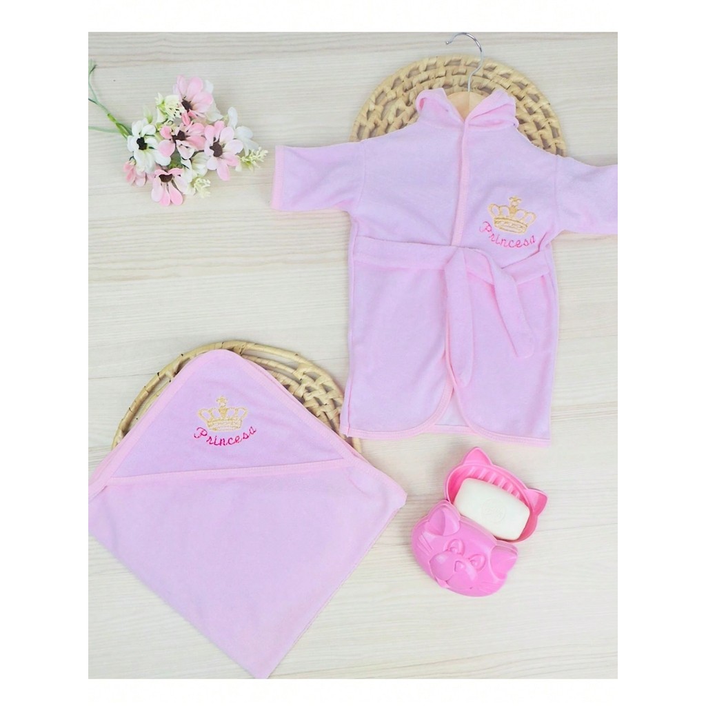 Kit de Banho 3 Peças Roupão + Toalha + Saboneteira Menina em Oferta na Shopee