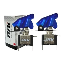 Kit 2 Chave Tic Tac 2 Posições On / Off Tipo Caça Botão Liga Desliga 12V 400W LED Capa Azul Tuning DNI2084