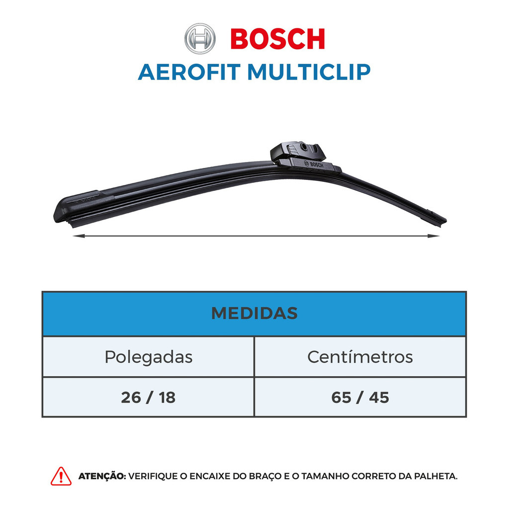 Detalhes do Par de Palhetas Limpador Parabrisa Multiclip Original Bosch Volkswagen Virtus 2017 A 2024