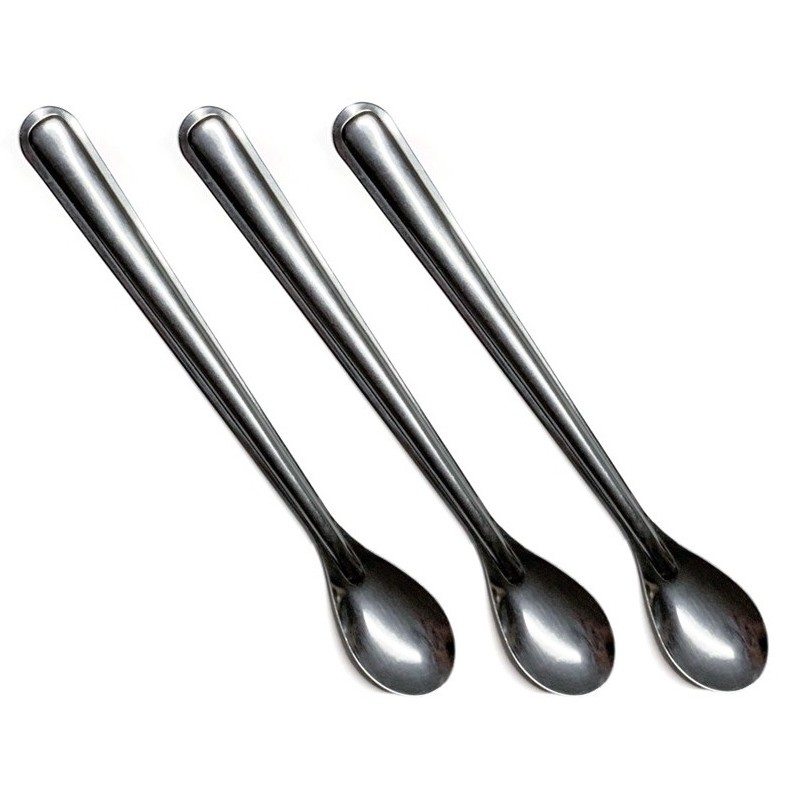 Kit 3 colher inox 18,3cm longa para drinks sucos mojitos cappuccino copos altos em Oferta na Shopee