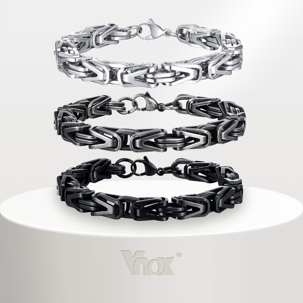 Pulseira Vnox Tipo V Masculina Moderna Hip-Hop De Três Cores De Aço Inoxidável , Joias Para Presente De Festa em Oferta na Shopee