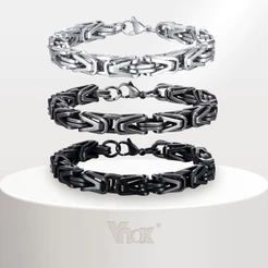 Pulseira Vnox Tipo V Masculina Moderna Hip-Hop De Três Cores De Aço Inoxidável , Joias Para Presente De Festa