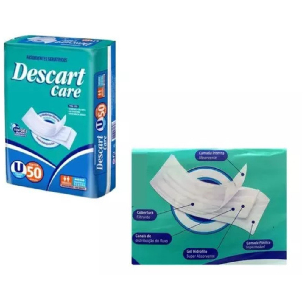 Absorvente Geriátrico Unisex Incontinência Severa Descart Care 50 Unidades em Oferta na Shopee