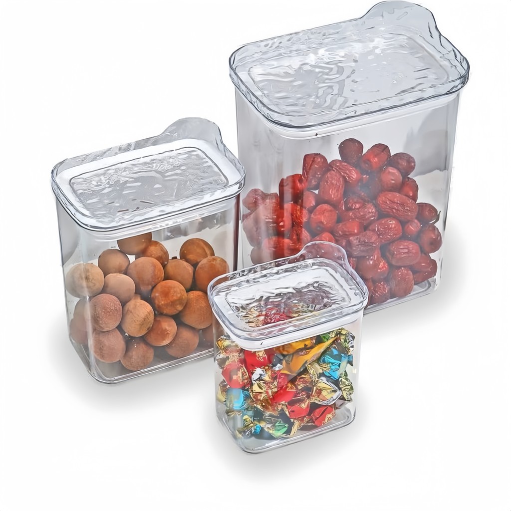 Kit Potes Herméticos Porta Mantimentos Acrílico Empilháveis Quadrado Resistente Cozinha Dispensa